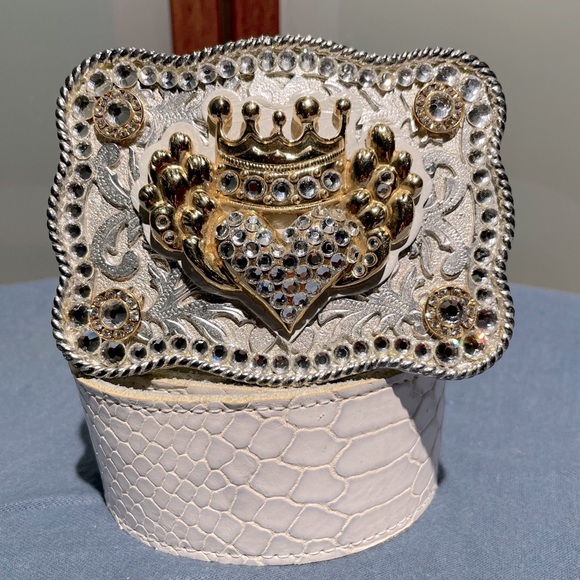 Michelle Monroe Swarovski Crystal Womens Western Bling Buckle Belt 34-38 - Picture 2 of 6